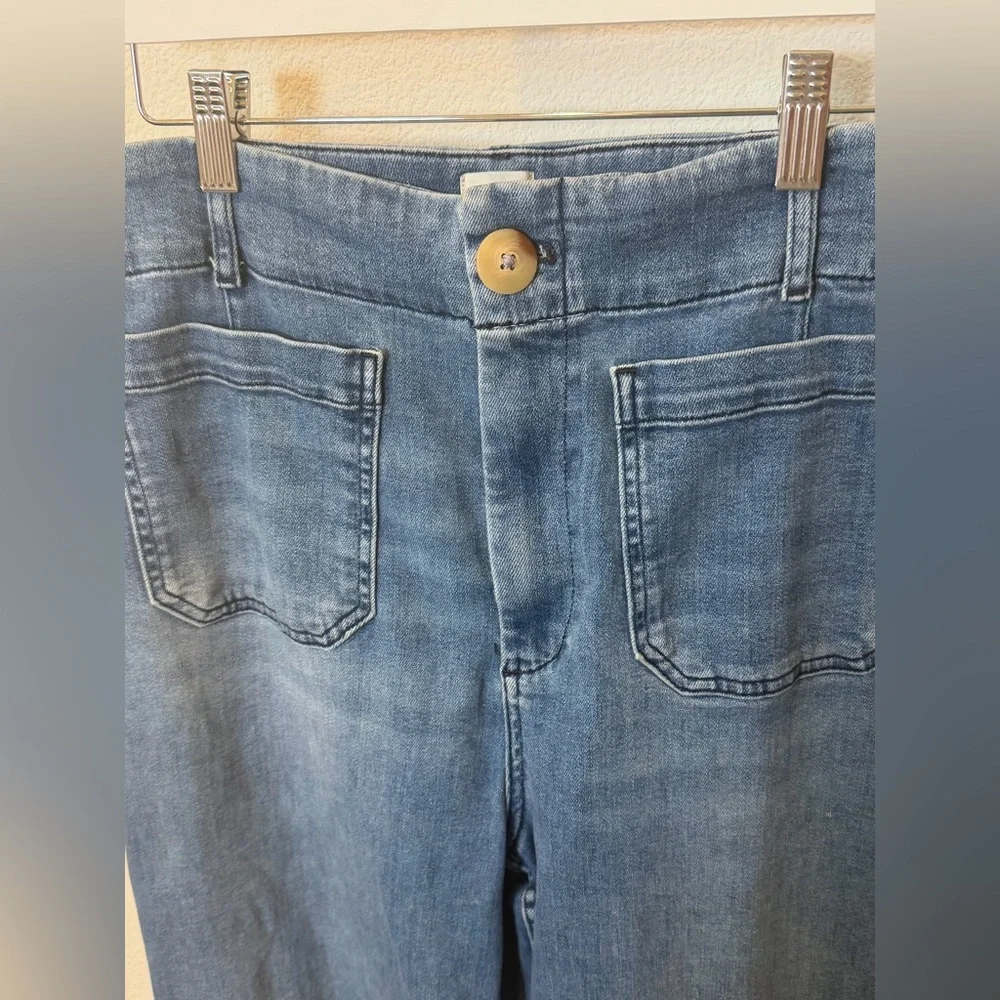 Maeve Anthropologie The Colette Wide-Leg Crop Patch Pocket Jeans Tall 32T - Picture 9 of 12